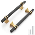 Haliwu 10 Pack Black and Gold Cabinet Pulls, 5 inch Kitchen Handles, Square Dresser Drawer Hardware - color: Black & Matte Gold, size: Hole Center Spacing：128mm (5-1/16 inch)