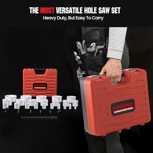 Bi Metal Hole Saw Kit, 30-Pieces All Purpose Combination Hole Saw Set Including 10" Extension, Sizes Range: 3/4" to 4-3/4", Increased Cutting Depth to 2", Ideal for Wood, Metal, PVC, Aluminum