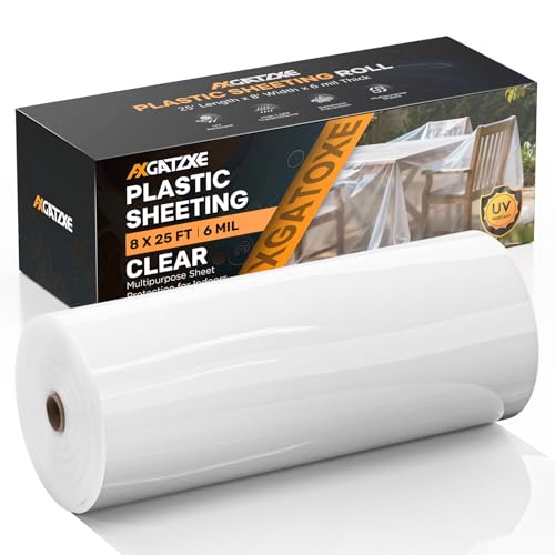 Axgatoxe 6 Mil 8x25 FT Heavy Duty Greenhouse Plastic Sheeting, 1-Roll - size: 8x25 FT