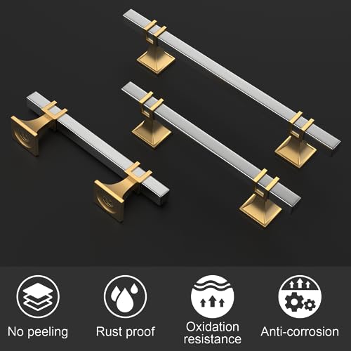 10 Pack 5 Inch Cabinet Pulls Brushed Nickel and Gold Cabinet Handles, Silver and Gold Dresser Drawer Pulls Brushed Nickel Kitchen Hardware - color: Brushed Nickel & Matte Gold, size: 5 inch (128mm) Hole Center Pull