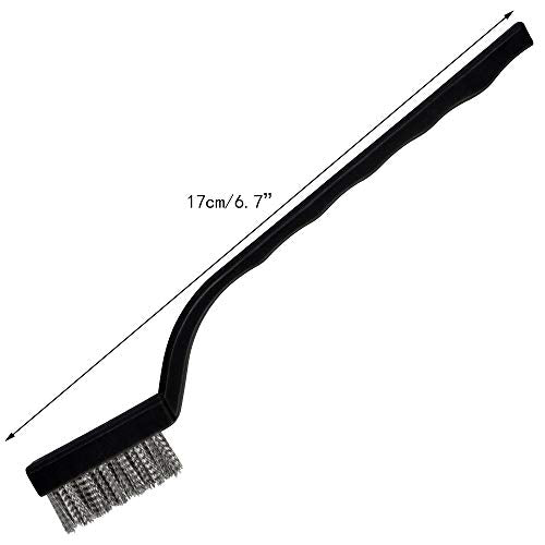 Topbuti 15 Pcs Mini Stainless Steel Wire Brush Set for Cleaning Welding Slag Rust, Wire Bristle Scratch Brush Set, Curved Handle Brushes