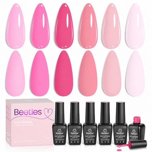 Beetles Pink Gel Polish Set, Pink Melody, 6 Colors Gel Nail Polish Set - color: A - Creme | Pink Melody