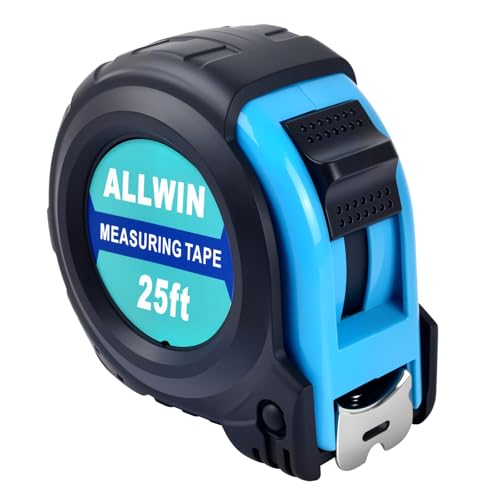 Tape Measure 25 Ft - Metal Retractable Tape Measure with Fractions, Easy Read, 1-inch Wide X 25 Foot - Light Blue - color: Light Blue