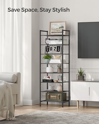 SONGMICS 8-Tier Metal Shoe Rack, Vertical Shelf, Holds up to 18 Pairs - color: Black, size: 8 Tiers (12"D x 17.6"W)