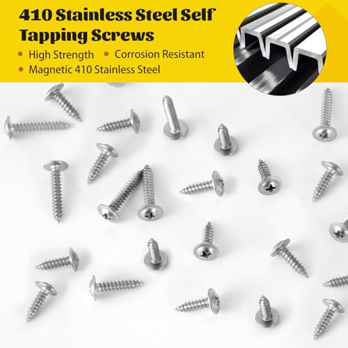 171PCS #8 Self Tapping Screws Assortment Kit, #8 x 1/2",5/8",3/4",1",1-1/4",1-1/2'' Phillips Modified Truss Head Wood Screws, 410 Stainless Steel Sheet Metal Screws for Metal,Plastic,Wood - size: 171pcs #8 Silver