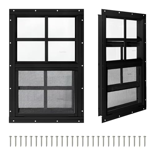 2 Pack Shed Windows, Chicken Coop Windows, 12" x 18" Black - color: Black, size: 12" x 18"