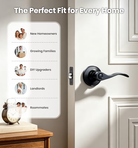 Veise 6 Pack Interior Privacy Door Handle Levers Lock Keyless, Matte Black - color: Matte Black
