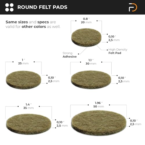 Furndiy Felt Furniture Pads for Hardwood Floors, Self-Adhesive Felt Pad for Chairs & Seat Legs, Easy Slide, Anti Scratch, Noise Stopper, Bumper & Buffer, Floor Protection - 1.3" x 18Pcs - size: 1.3" x 18Pcs