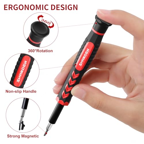 SHARDEN 59 in 1 Small Magnetic Precision Screwdriver Set With Case - color: Red