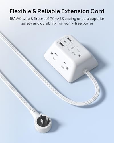 TROND 360 Rotating Plug Power Strip - Extension Cord with Multiple Outlets - size: 3 FT