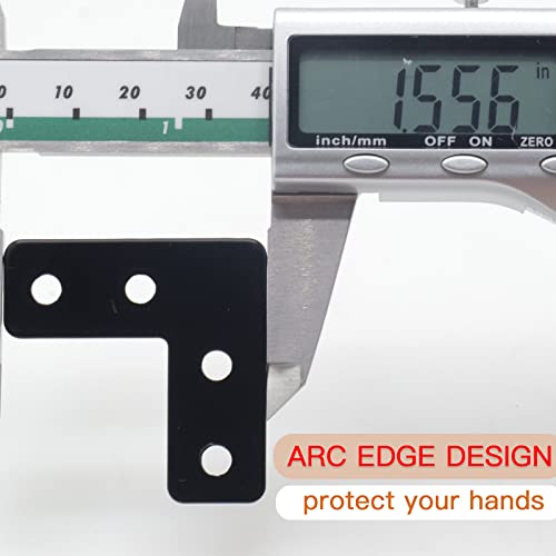 20-Pack Steel Flat Mending Plate Corner Brace 1.6x1.6inch for Wood - size: Black 40x40 mm