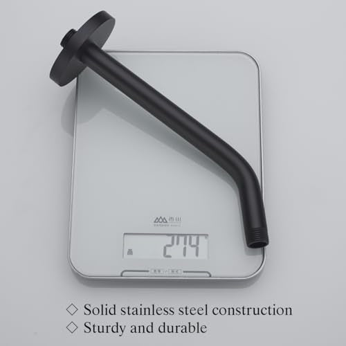 RANDOM Matte Black Shower Arm with Flange,10 Inch Rain Shower Head Extension Arm.RD91018-10-MB - color: 10″ Matte Black(Round Flange)