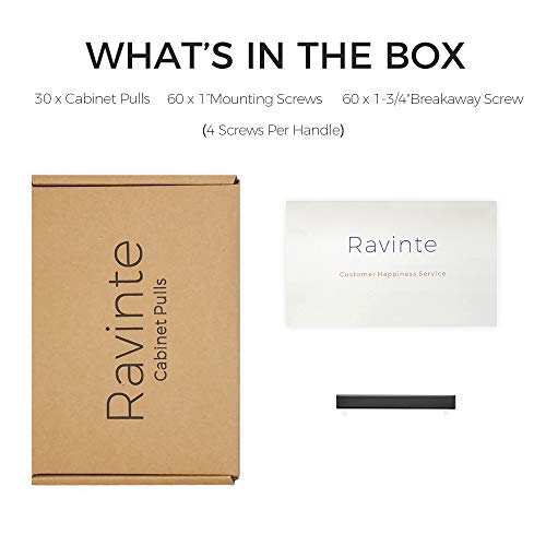 Ravinte Matte Black Square & Solid Cabinet Handles,3 Inch,30 Pack | Zinc Alloy, Flat Black Finish, Screws Included,Drawer Pulls, Cabinet Hardware for Kitchen & Drawer - size: 3 Inch Hole Center