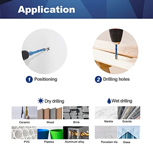 Diamond Drill Bit - BRSCHNITT 1/4 1/4 5/16 3/8 inch Masonry Drill Bits Set for Porcelain Tile Ceramic Stone Granite Marble,Hex Shank Diamond Hole Saw Drill Bit(5pcs/Pack). - size: 6/6/8/10mm+6mm