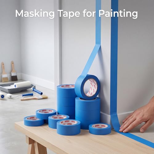 30 Rolls Blue Painters Tape 2 Inch Wide Bulk Masking Tape for Wall Painting - size: 30rolls/2in（L)