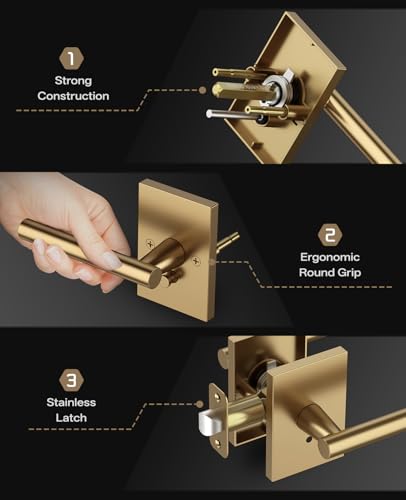 Amerdeco 10 Pack Champagne Bronze Privacy Interior Door Handles - color: Champagne Bronze