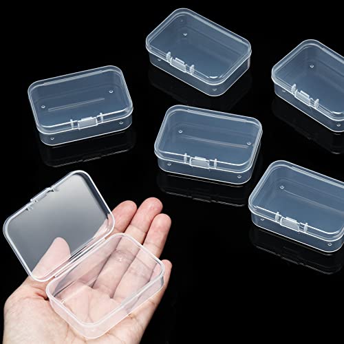 SATINIOR 24 Packs Small Clear Plastic Beads Storage Containers Box with Hinged Lid for Storage of Small Items, Crafts, Jewelry, Hardware(2.5 x 1.7 x 0.8 in) - size: 2.5 x 1.7 x 0.8 in