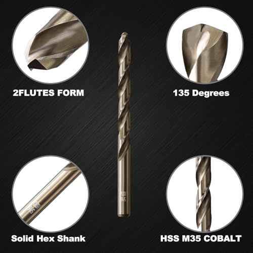 5/16 Cobalt Drill Bits for Metal and Hardened Steel (5Pcs) - size: 5/16 in (5 pcs)