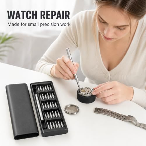 24 in 1 Precision Screwdriver Set, Small Multifunction Magnetic Repair Tool Kit with 24 Bits for Phone Electronics Laptop Watch Camera Glasses Console DIY Men Gift, Black - color: 24 in 1 Black