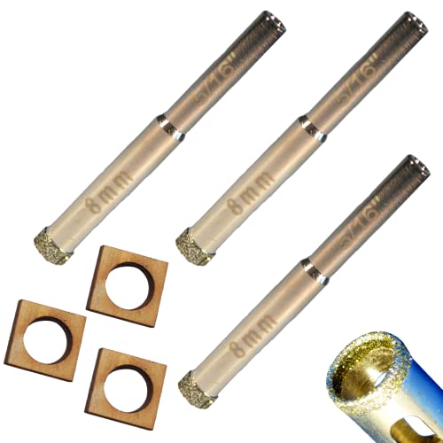 5/16" Diamond Drill Bit for Porcelain Tile Drill Bit 5/16 inch x3 Tile and Glass Drill Bit 5/16 in Diamond Tip Bit with Guide to Hold in Place SO NO Jumping 5/16 Tile Drill Bit for Ceramic Tile 8mm - size: 8mm 5/16" 3 Pack