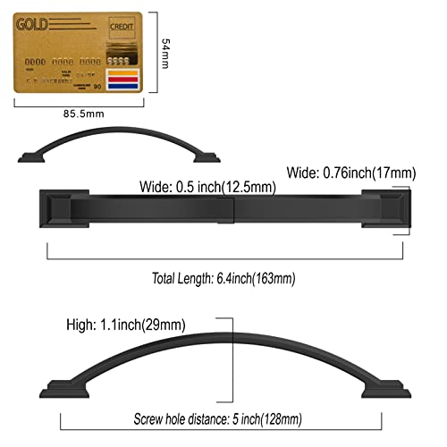 Amerdeco 10 Pack Matte Black Cabinet Pulls 5" - color: Matte Black, size: 5" hole center