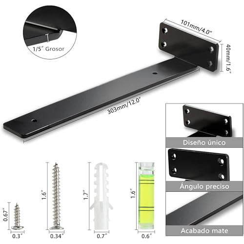 HEART ART Floating Shelf Brackets 12 Inch,Heavy Duty Black 2 Pack - size: 12 Inch, style: 2 Pack