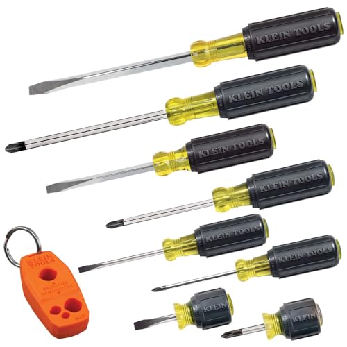 Klein Tools 85148 Screwdriver Set with Magnetizer/Demagnetizer for Magnetic Tips, Flathead and Phillips, Home Improvement, 9-Piece - style: 8-Piece Screwdriver Set