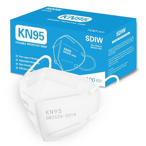 100PCS KN95 White Face Masks,5-Ply Breathable Cup Dust Masks for Adult - color: White-100pcs