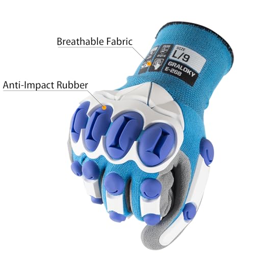 Safety Work Gloves Men Women, Impact Gloves with TPR Protection - color: Blue, size: X-Large