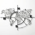 DEKADRON Metal World Map Wall Art Geometric Compass, Metal Wall Decor Art Work, Metal Sign, Metal Wall Art (101 x 75) - size: 39"L x 29"W