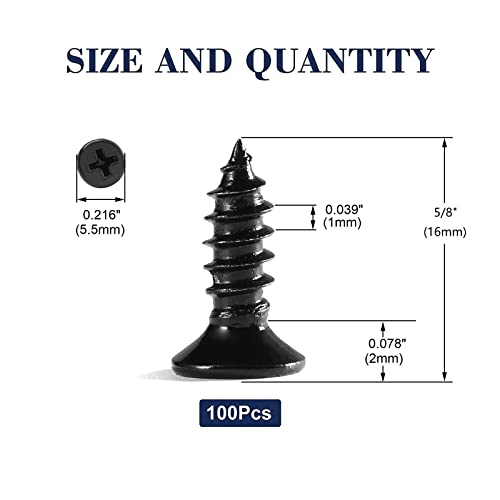#4 x 5/8" Wood Screw 100Pcs 18-8 (304) Stainless Steel Screws Flat Head Phillips Fast Self Tapping Drywall Screws Black Oxide by SG TZH - size: #4 x 5/8"