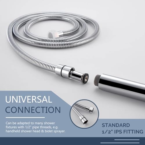 Angle Simple Replacement Shower Hose 79", Extension Hose 1/2" IPS, Chrome - color: Chrome, size: 79 Inch