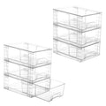 Vtopmart 6 Pack Stackable Storage Drawers,Clear Acrylic Drawer Organizers with Handles, Easily Assemble Containers for Fridge, Bathroom,Kitchen Undersink,Cabinet,Pantry Organization and Storage - size: 6Pack 4.4"H-with Dividers
