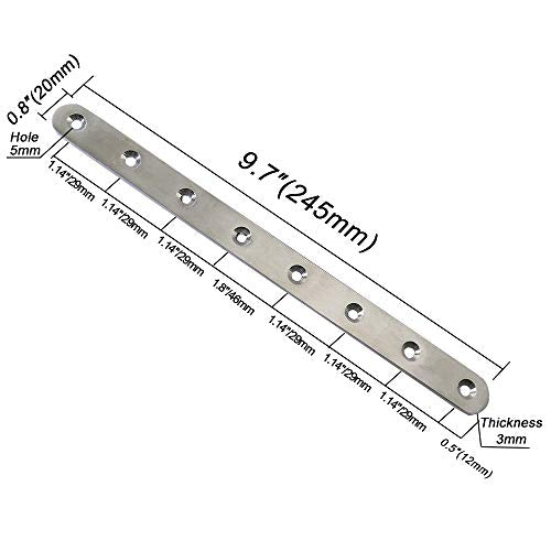 4 Pcs 9.7" Stainless Steel Flat Brackets, Mending Plates with 32PCS Screws