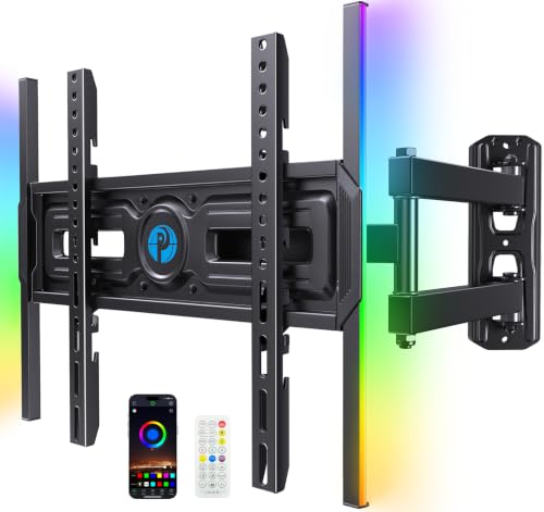 Pipishell Full Motion TV Wall Mount with LED Lights for 32–65 Inch TVs - style: Fits 32-65" TVs / Single Stud with LED