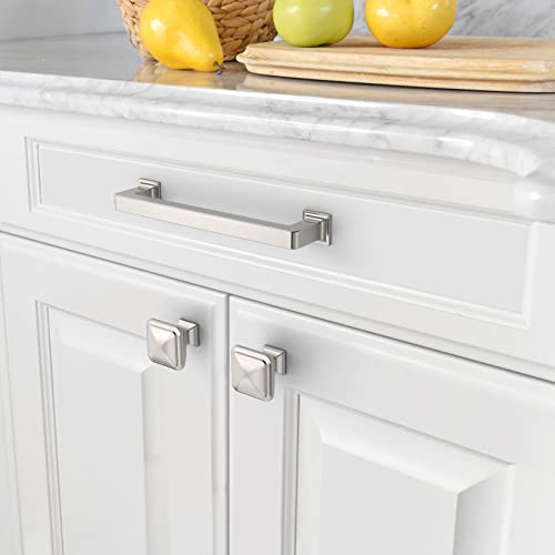 Amerdeco 10 Pack Brushed Satin Nickel Cabinet Pulls - 5 Inch(128MM) Hole Centers Kitchen Handles - Drawer Pulls - ZH0019 - color: Brushed Satin Nickel, size: 5" Hole Center