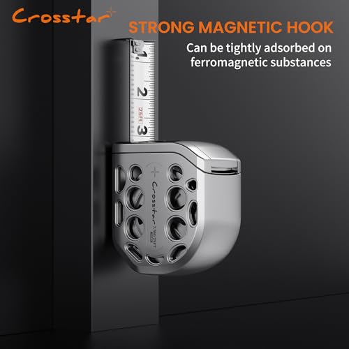 Crosstar 25FT Magnetic Self-Locking Stainless Steel Tape Measure - size: 7.6 m