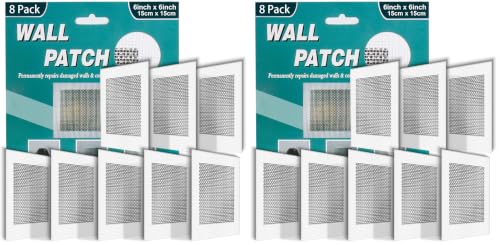 8Pcs 6 Inch Drywall Patch, Wall Repair Patches, Self-Adhesive Fiberglass Repair Kit Dry Wall Hole Repair Patch for Aluminum Metal Sheetrock Ceiling (6"x 6") (Pack of 2) - size: 6 Inch_8Pcs (Pack of 2)