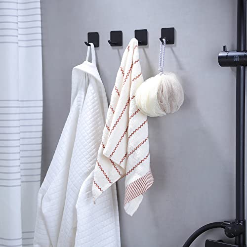 YIGII Adhesive Towel Hooks - 4 Pack Towel Hooks for Hanging Robes Coat Hooks Stick on Wall Hooks Stainless Steel, Matte Black - color: Matte Black