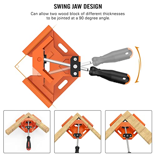 Housolution Right Angle Clamp, [4PACK] 90° Aluminum Alloy - Orange - color: Orange