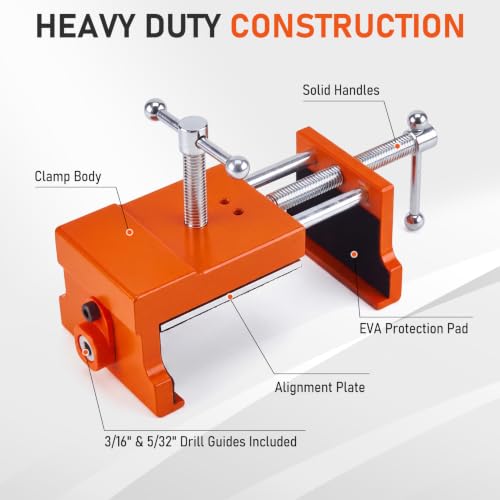 4 Pack Orange Cabinet Clamp, Heavy Duty Aluminum & Steel Cabinet Hardware Jig, Cabinet Install Clamping Tool with Drill Guides EVA Pads for Perfect Cabinet Frame Alignment Woodworking Installation
