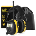BJKing AM/FM Radio Headphones with Digital Display, 30dB AM FM Hearing Protection Safety Ear Muff, Ear Protection Headphone for Mowing, Landscaping, Shooting and Construction Black-Yellow - color: Yellow
