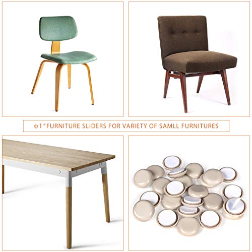 24PCS Self-Stick Furniture Sliders,1Inch Furniture Chair Sliders for Carpet - size: 1 Inch Round