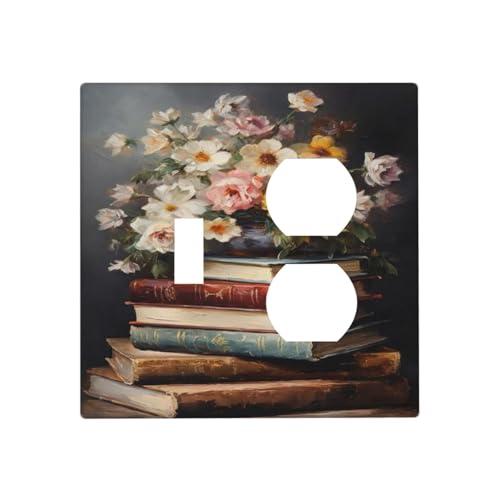 Vintage Flower Moody Floral Books Vase Plant Wallplates 1 Toggle 1 Duplex Switch Plate Electrical GFCI Faceplate Decorative Light Switch Covers for Bedroom Living Room Decor - color: Vintage Flower Moody Floral Books Vase Plant, size: 1 Toggle 1 Duplex /