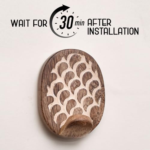 Indian Shelf 6 Pieces Wooden Adhesive Wall Hooks for Keys, Bags & Hats - color: Brown Style 5