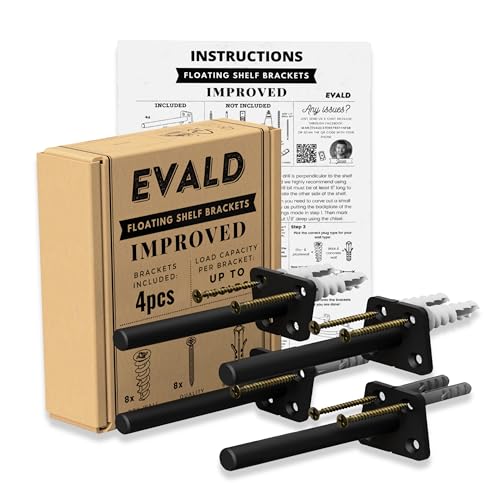 EVALD 4 Inch Floating Shelf Brackets, Hidden Shelf Brackets for Floating Shelves, Heavy Duty Shelf Bracket with Screws & Anchors, Floating Shelf Mount, Invisible Shelf Support (4 Pack) - size: 4 Inch, style: 4 Pack All-purpose