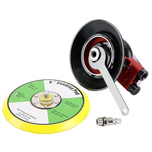 Professional Air Random Orbital Palm Sander, Heavy Duty Dual Action Pneumatic Sander with 1pc Backing Plate (6 inch) (Pack of 2) - size: 6 inch (Pack of 2)