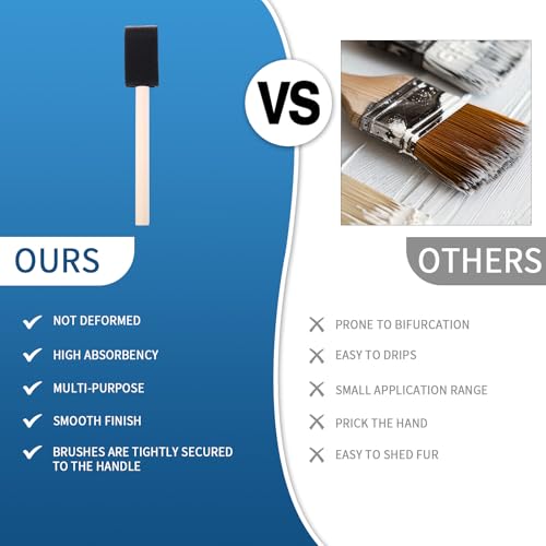 Foam Paint Brushes, 48 Pcs -10 Sizes, Paint Sponge, Premium Foam Brushes - color: Black