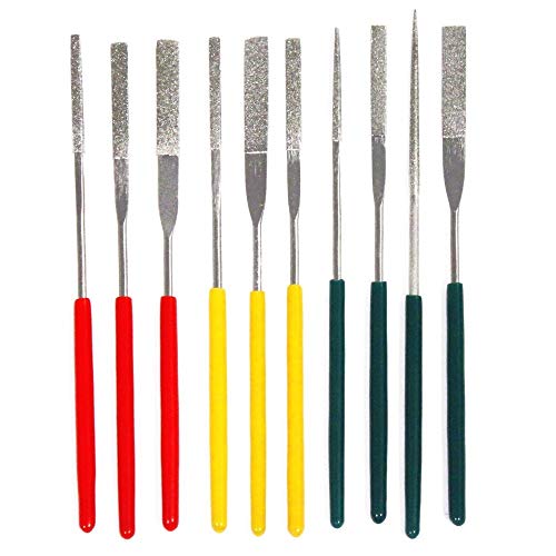 10pc Professional Quality Tapered Diamond Abrasive Hobby File Set (Assorted Grits)