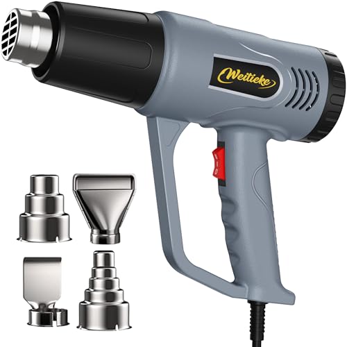 Heat Gun，572℉& 1112℉ Dual Temperature Control Heat gun', Overload Protection with 4 Nozzles for Crafting, hot air gun，Shrink Wrapping, Phone Repair, Epoxy Resin